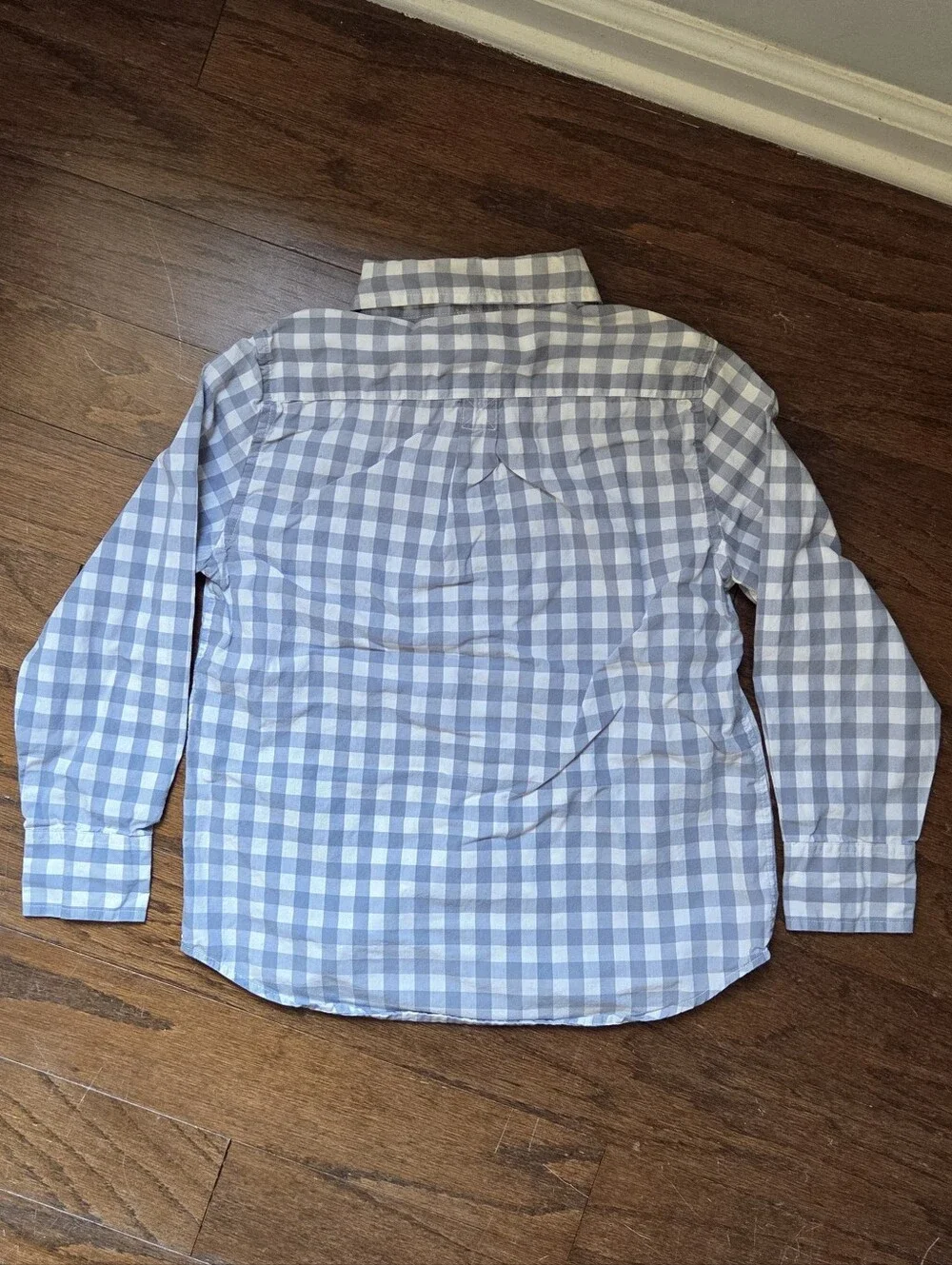 Crewcuts Kids Blue and White Gingham Button-Down Shirt Size 6-7
